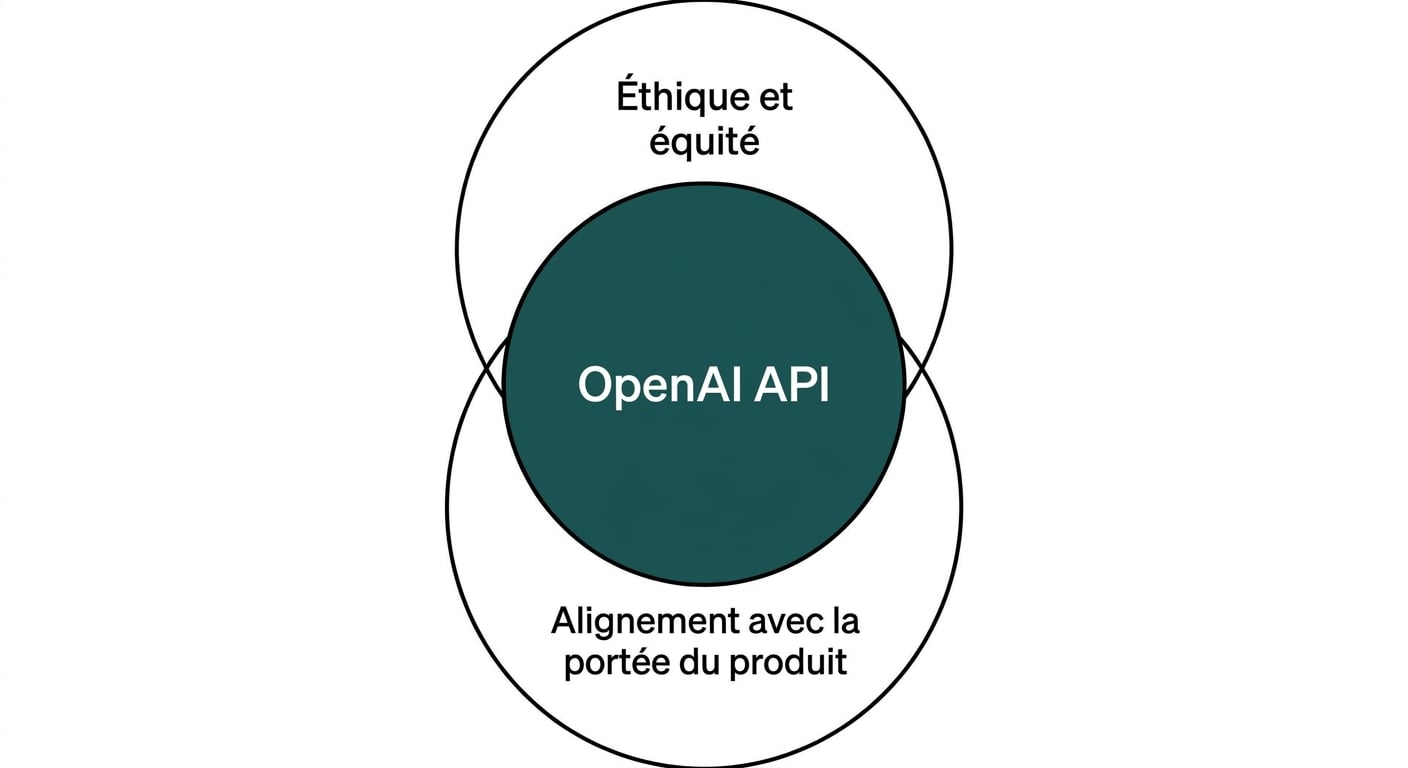 Un cercle avec l’API OpenAI qui chevauche deux autres intitulés « éthique et équité » et « alignement »
