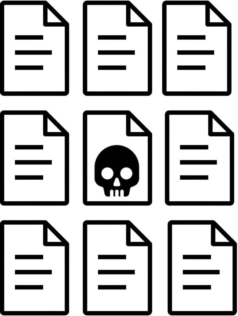 Image de documents texte, dont l’un est corrompu