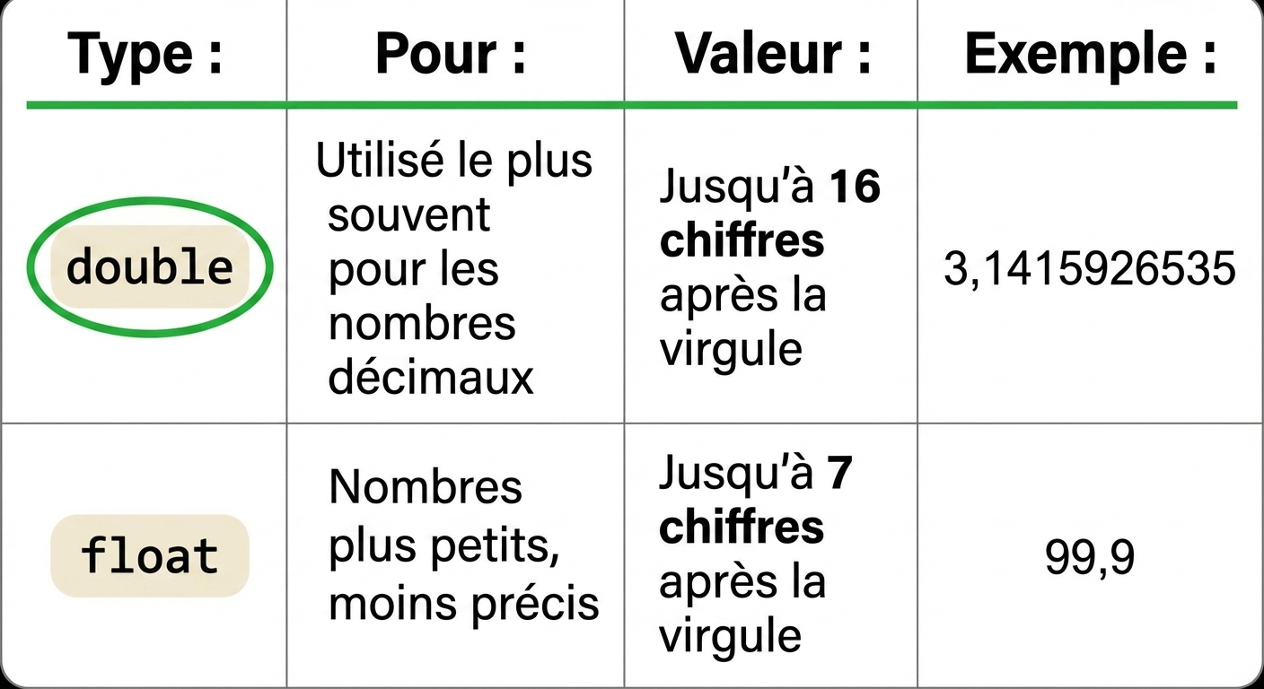 double est plus fréquemment utilisé