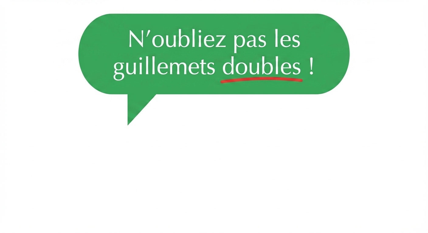 Rappel : utilisez des guillemets doubles.