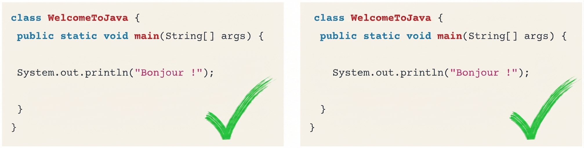 2 exemples valides avec et sans indentation