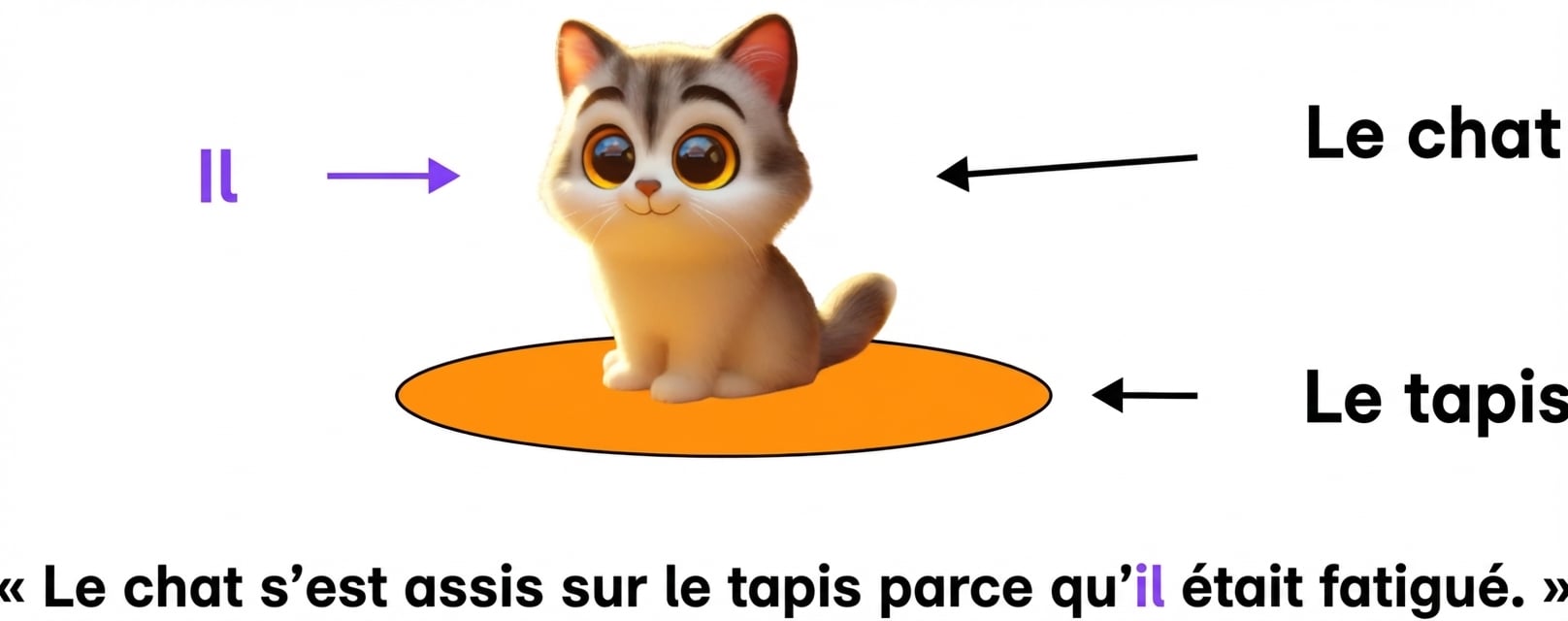 Illustration d'un chat assis sur un tapis