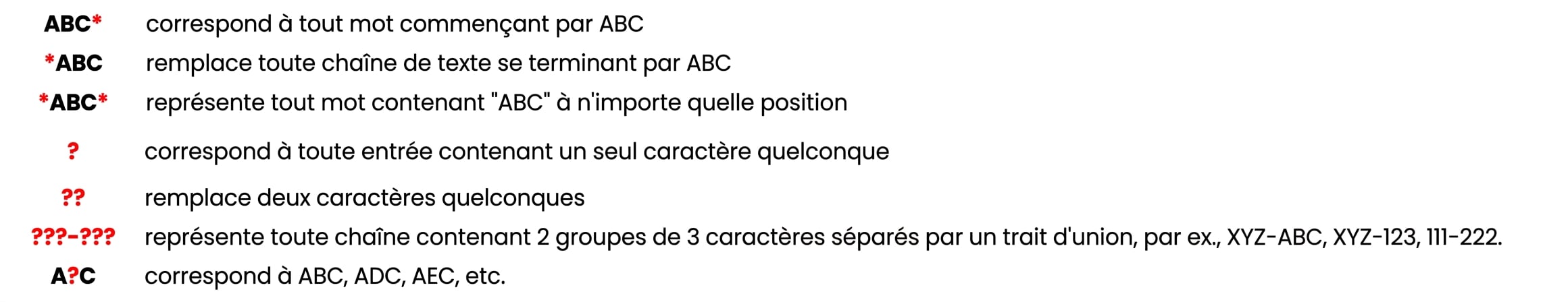 Example of several wildcards
