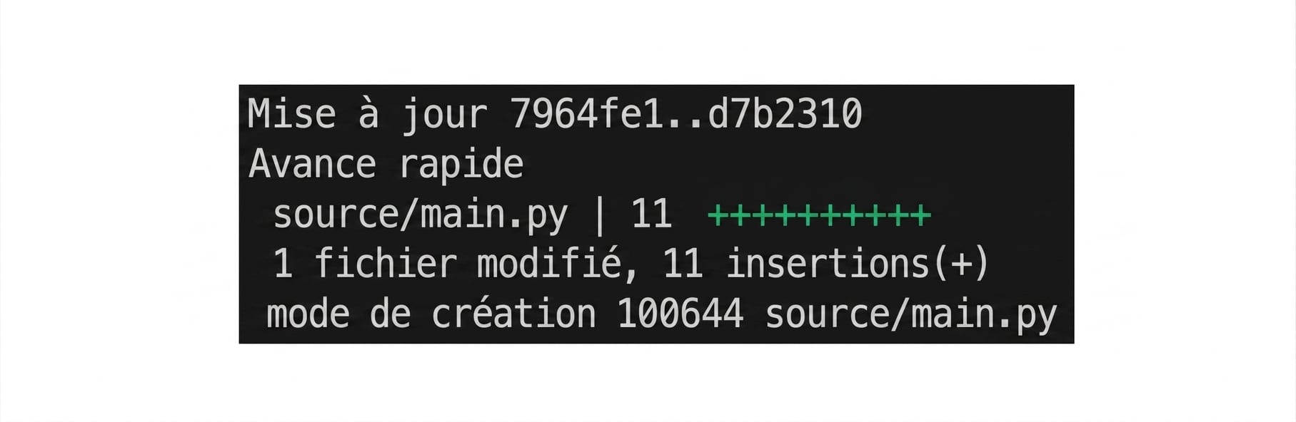 Sortie de la commande git merge
