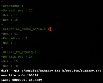 git diff résumé des statistiques principales, deuxième partie