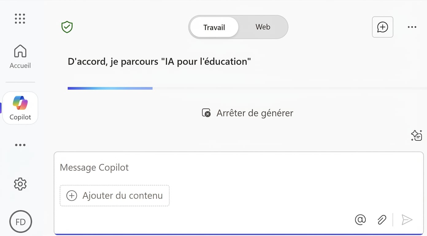 Copilot générant la réponse