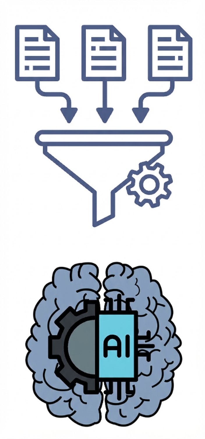 Données passant par un entonnoir pour le pré-entraînement