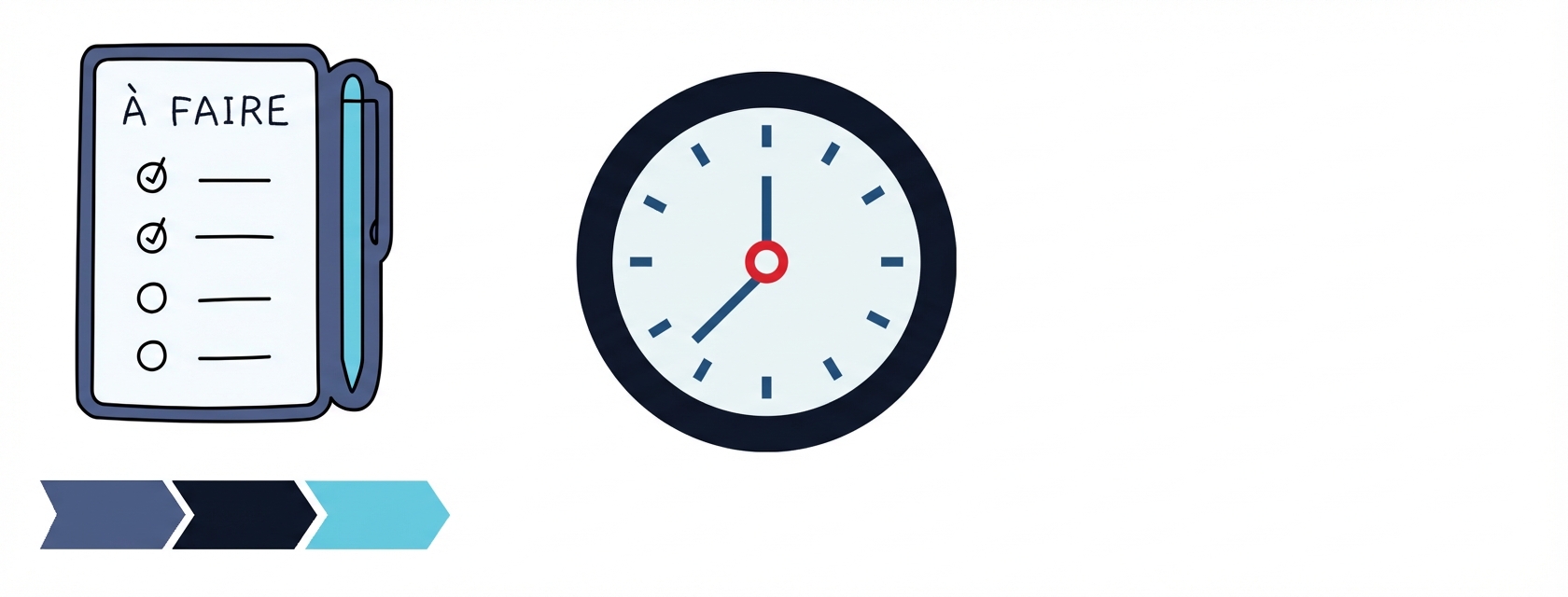 Une liste de tâches et une horloge