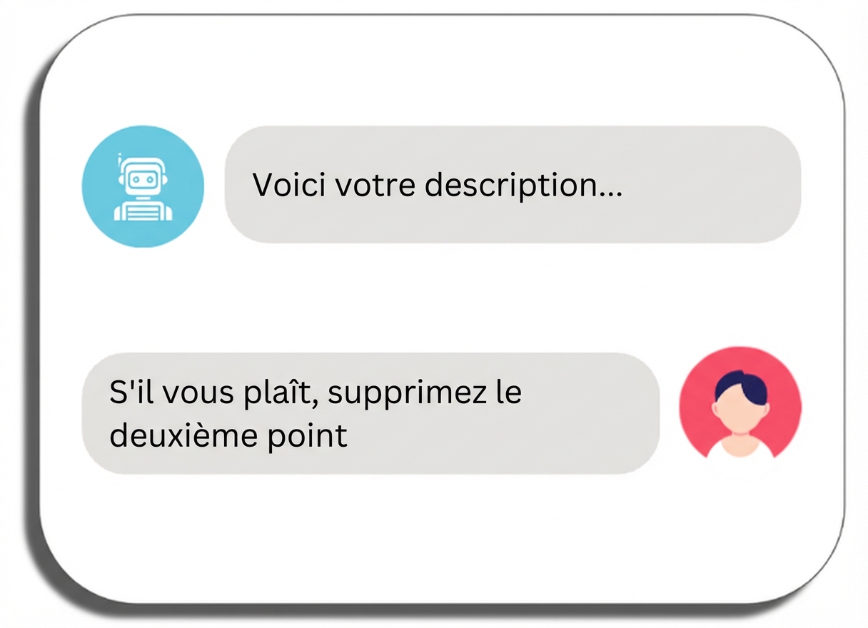 Demande à l'outil de répéter l'opération avec des modifications supplémentaires
