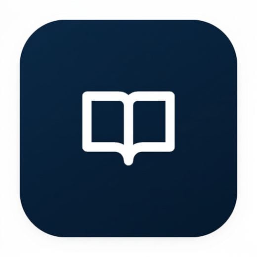 Une icône de livre ouvert bleu marine