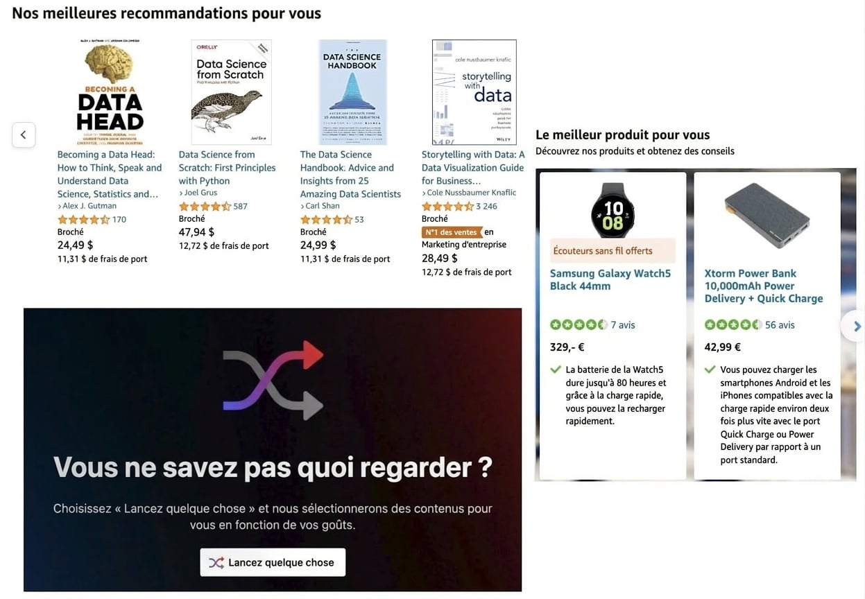 Exemples de moteurs de recommandation