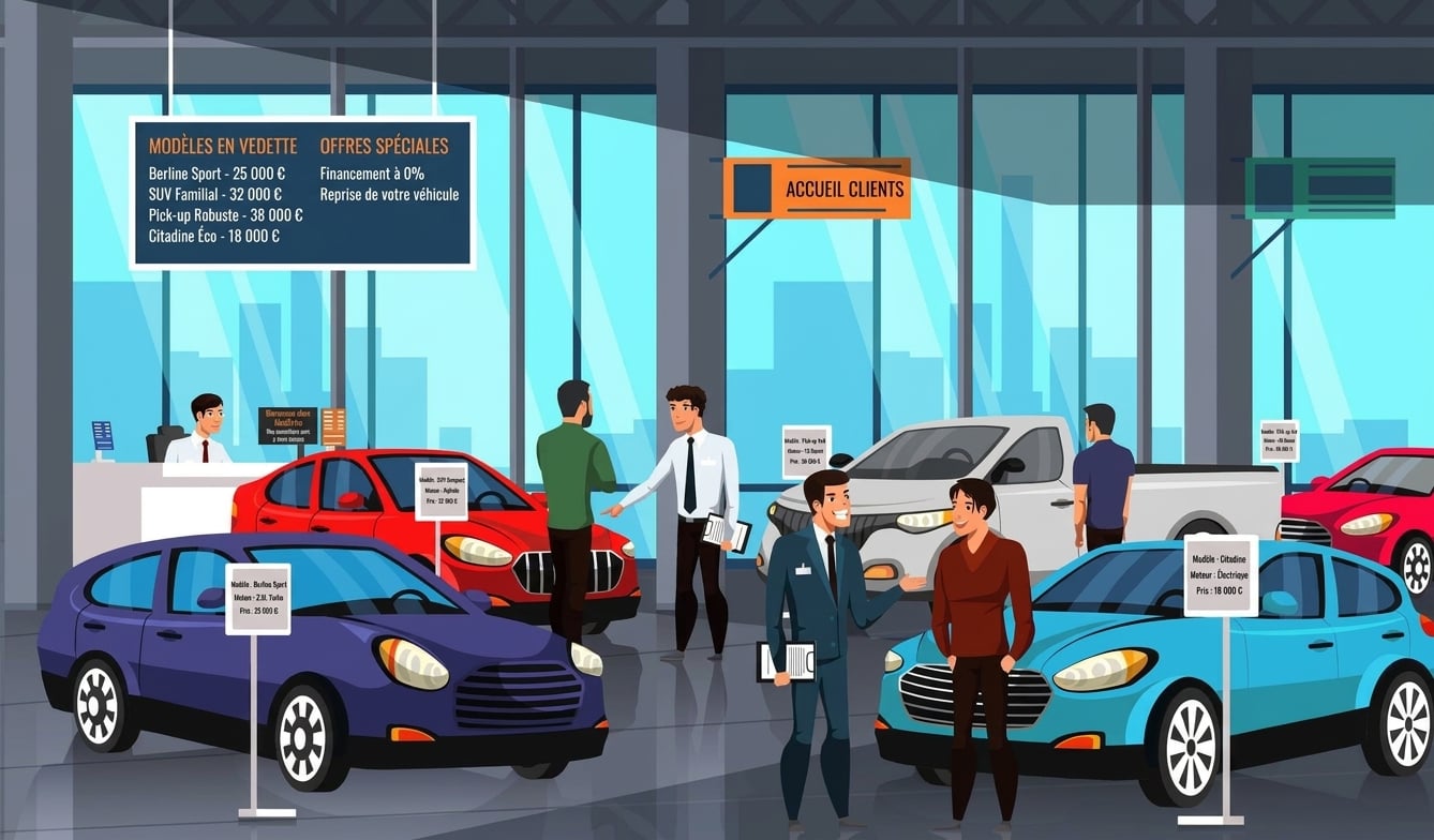 A car showroom.