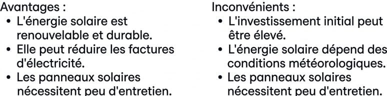 Liste des inconvénients