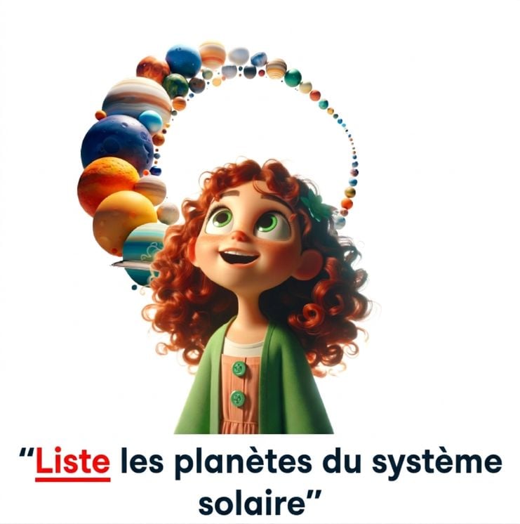 Jeune et l'invite « citez les plantes du système solaire »