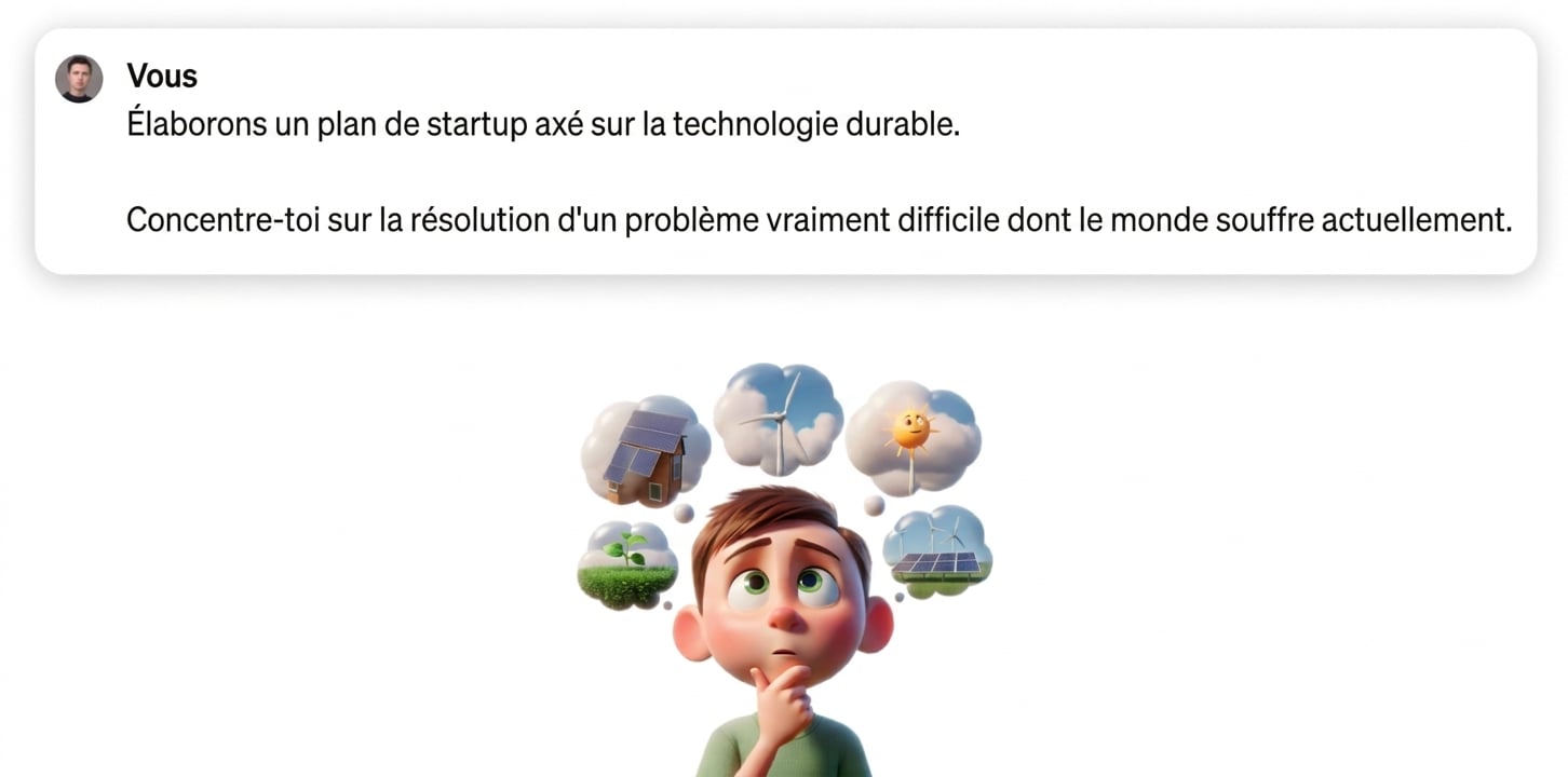 Illustration d'un enfant réfléchissant aux technologies durables