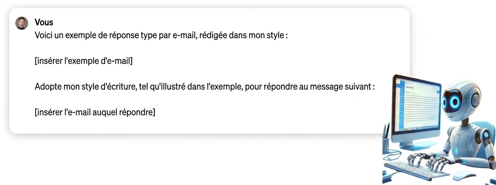 Invite qui fournit un exemple de courriel