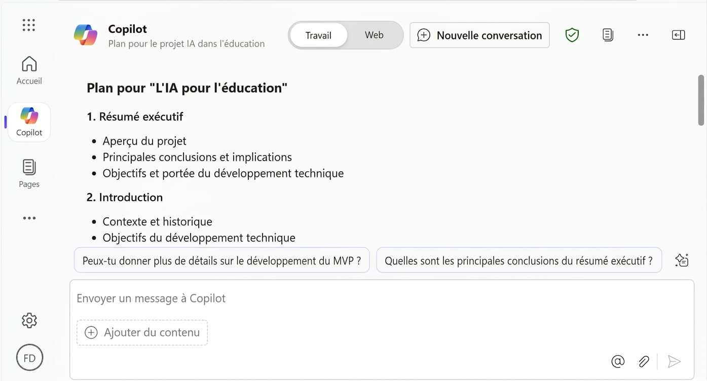 Screenshot de la structure du rapport.