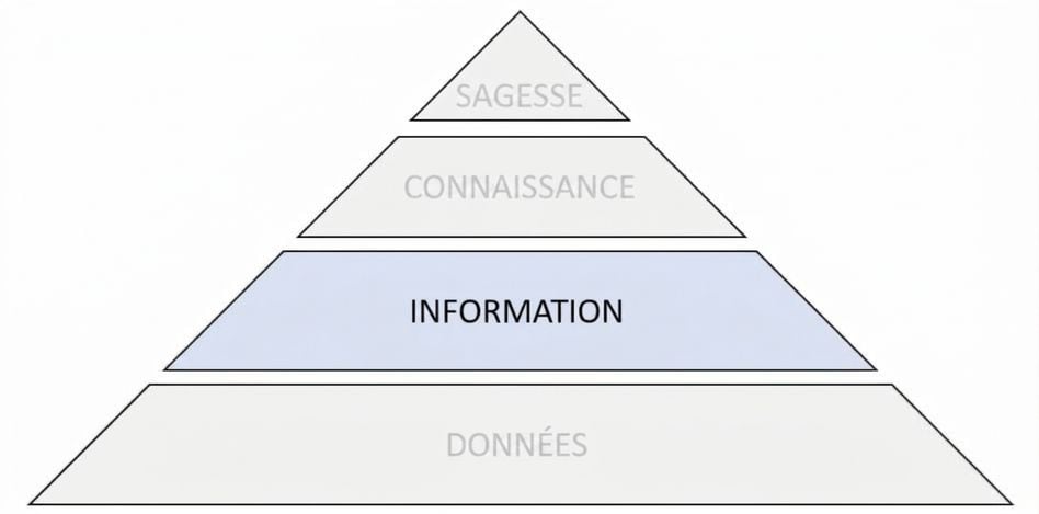 diagramme de la pyramide DIKW avec l’étape information mise en évidence