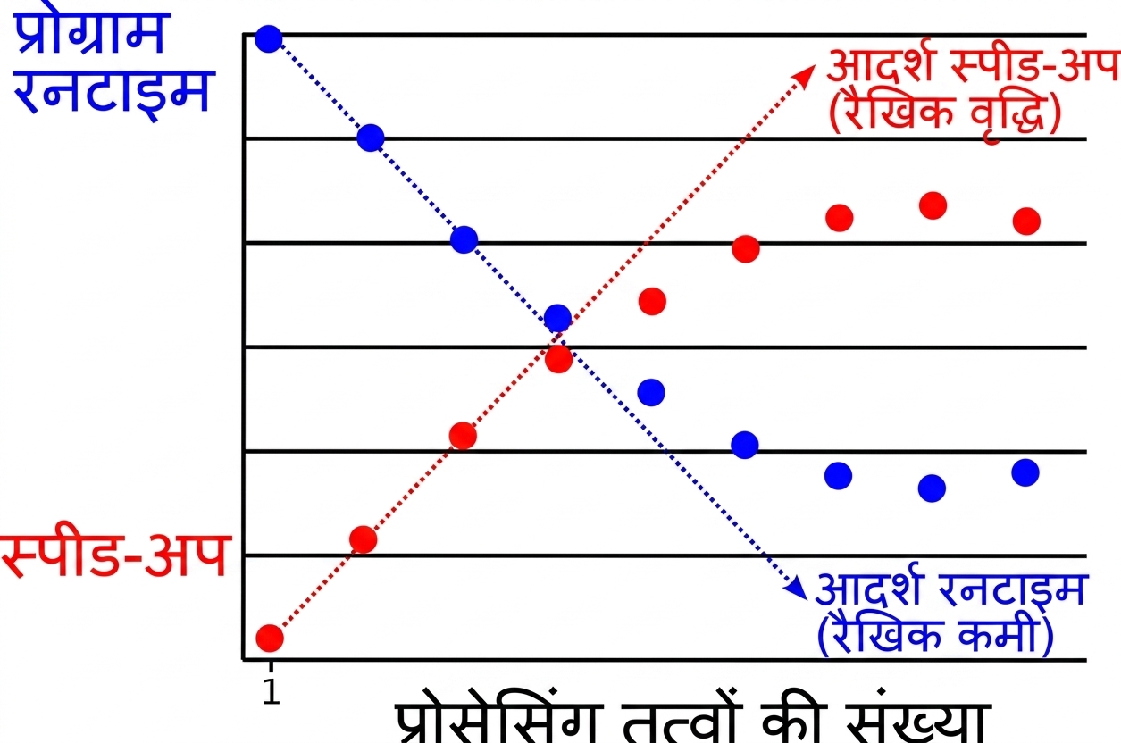 पैरेलल स्लोडाउन दिखाता प्लॉट