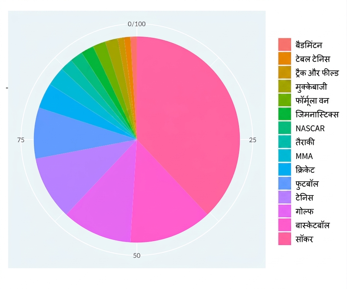 खेल के आधार पर मशहूर एथलीट्स का पाई प्लॉट