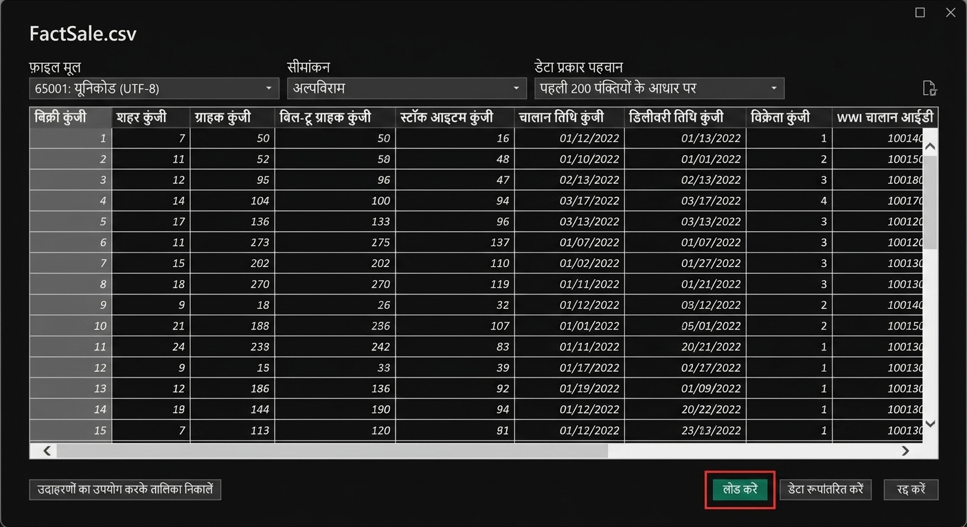 Power Query लोड विकल्प