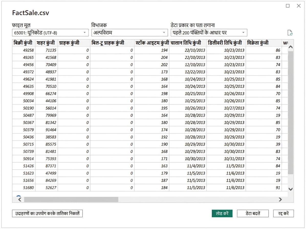 Power Query लोड विंडो