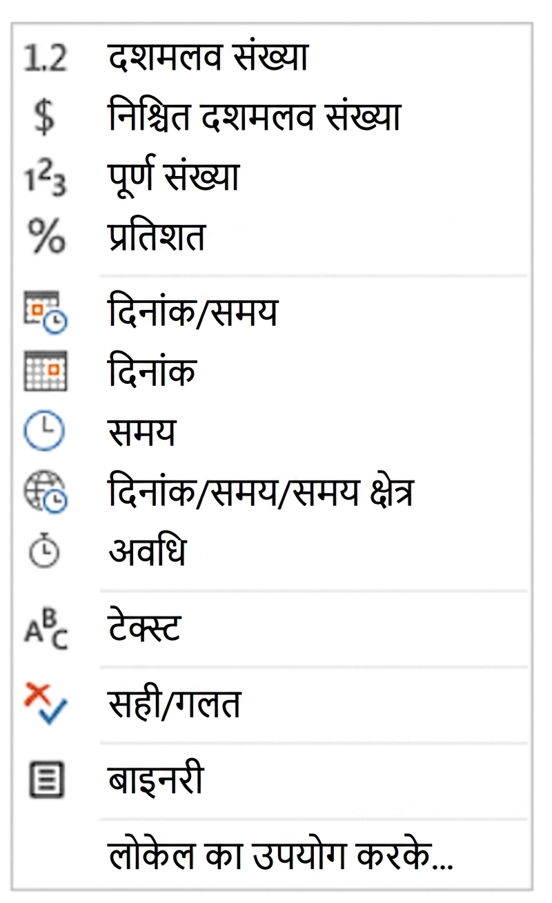Power BI में डेटा टाइप्स