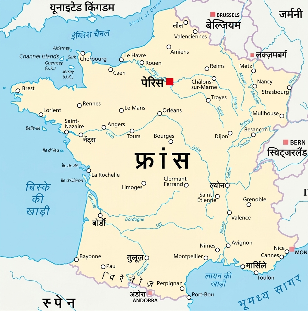 फ़्रांस का मानचित्र.