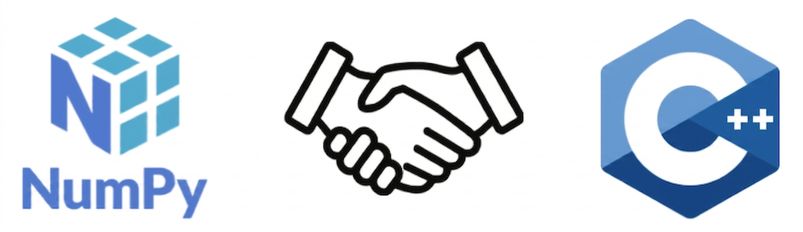 NumPy और C के लोगो हाथ मिलाते हुए का ग्राफिक