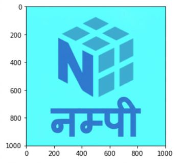 NumPy लोगो की तस्वीर जिसमें सभी रेड RGB वैल्यू को शून्य से बदला गया है