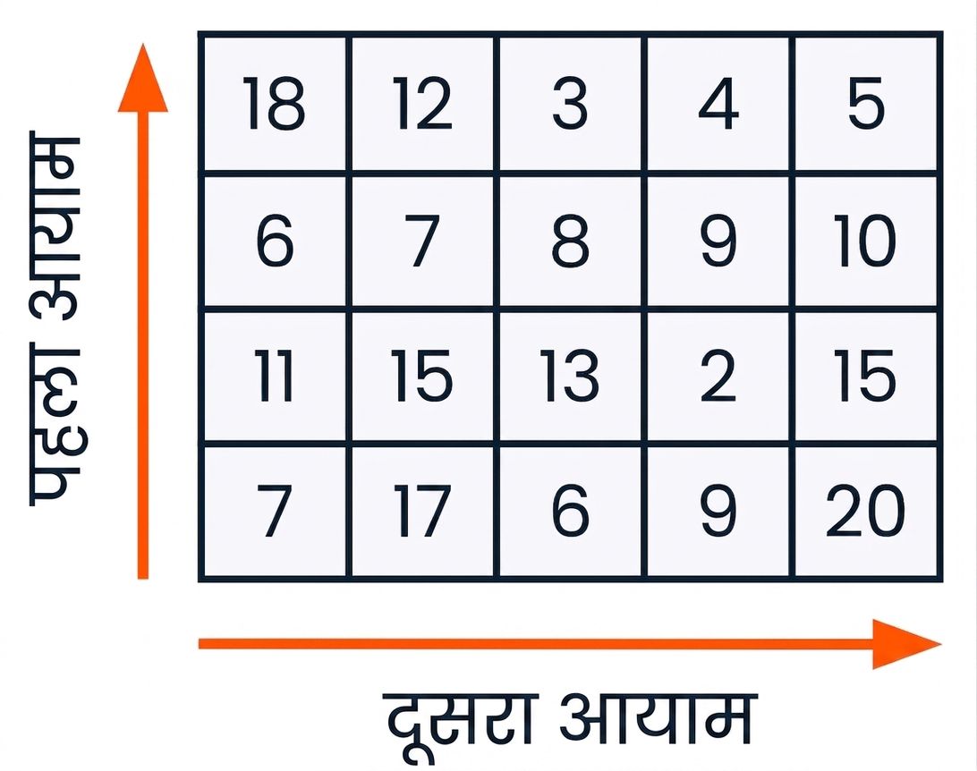 row और column लेबल वाला 2D array