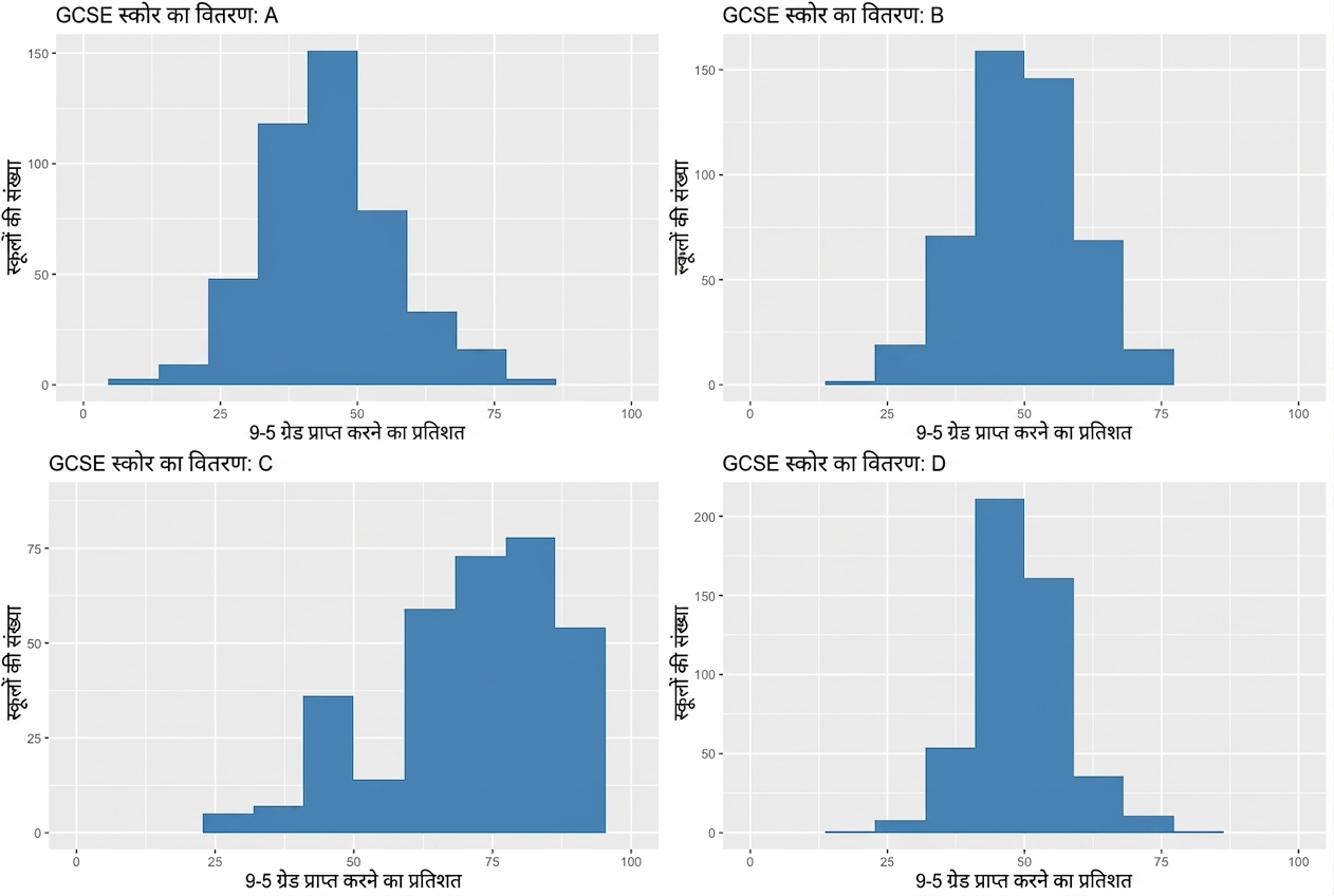 plots_A_B_C_D_displaying_three_normal_distributions_and_one_left_skewed_distribution.png