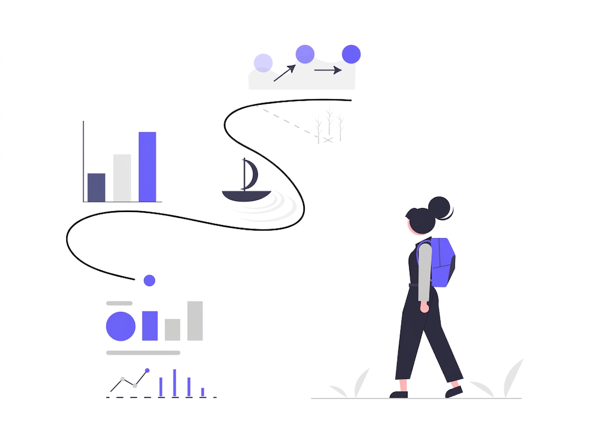 डेटा पॉइंट से डेटा पॉइंट तक जाता यात्री