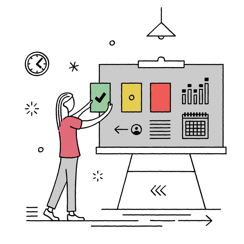 Person placing chart on displayboard