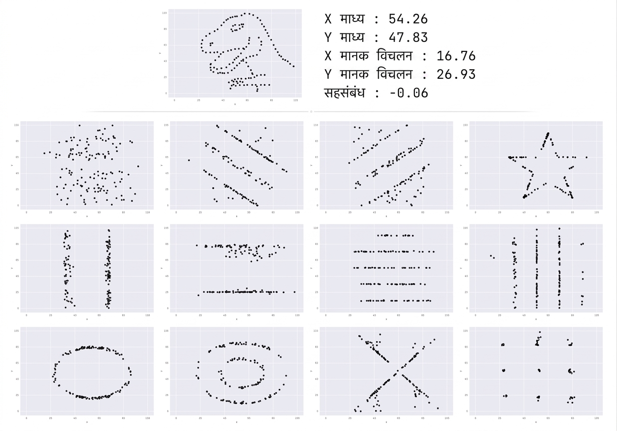 13 images that all look distinctly different but have the same summary information