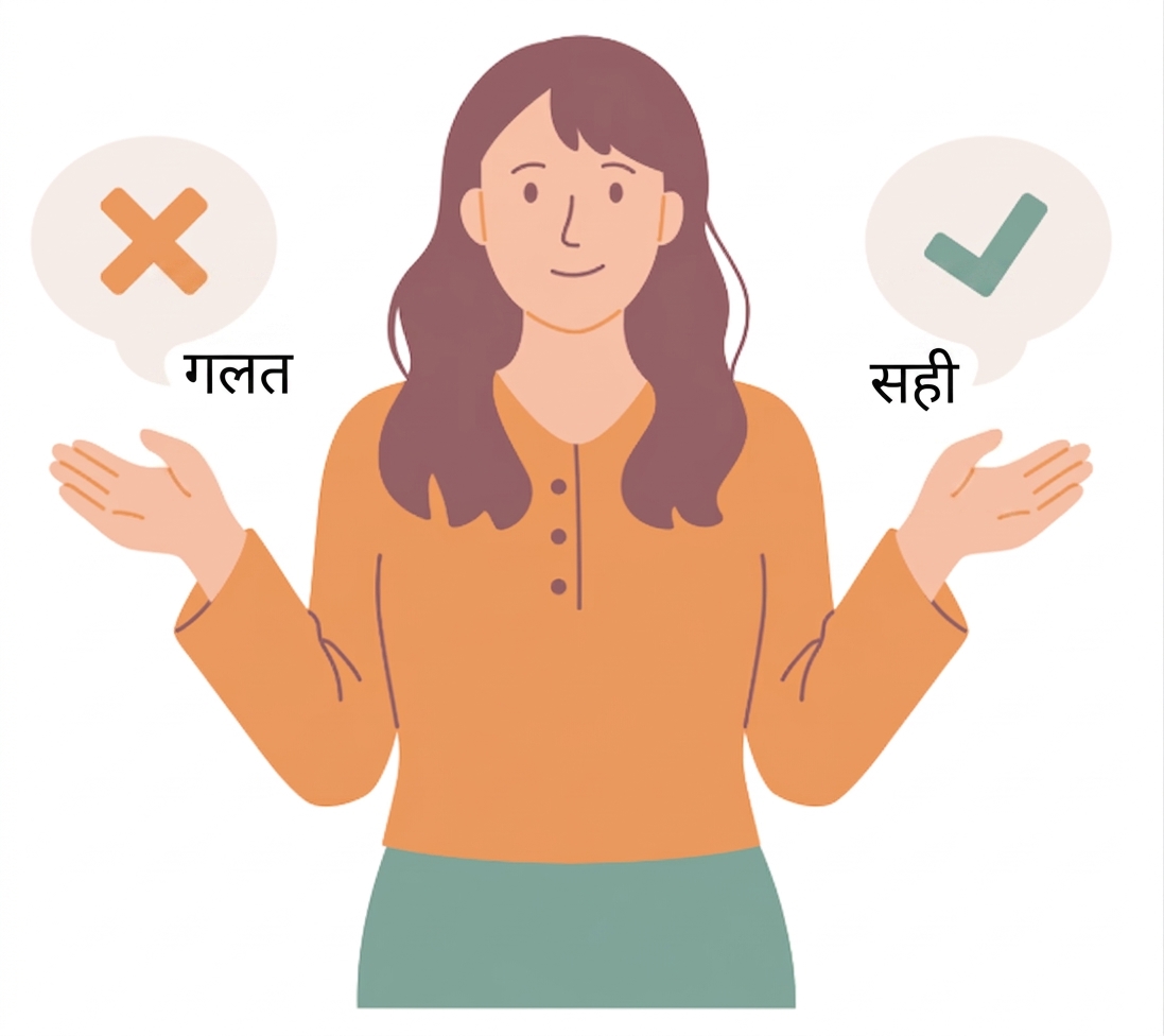 दो विकल्पों को तौलता व्यक्ति