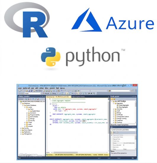 R, Azure, और python के लोगो की छवि