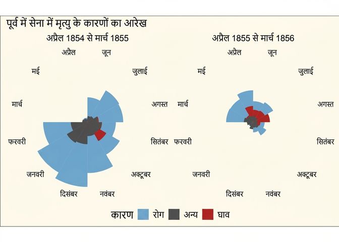 नाइटिंगेल का ग्राफ जो हताहतों को दिखाता है