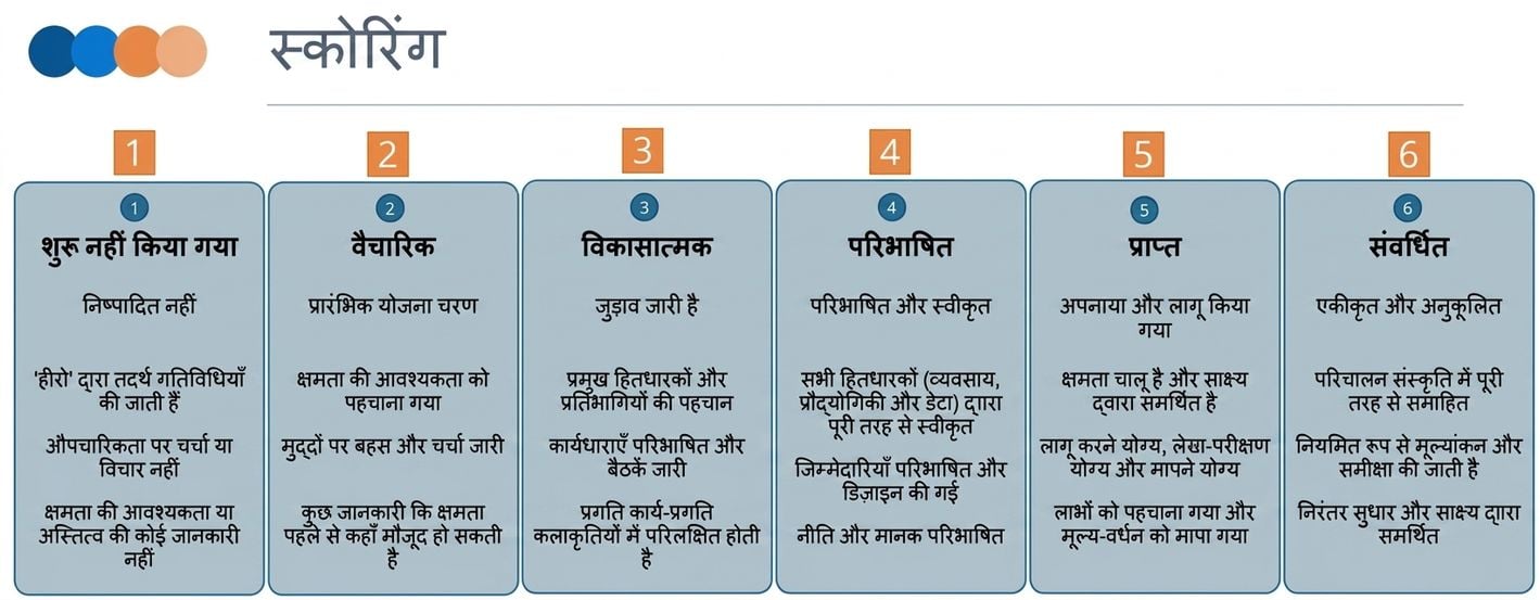 DCAM स्कोरिंग रूब्रिक दिखाने वाला ग्राफ़िक