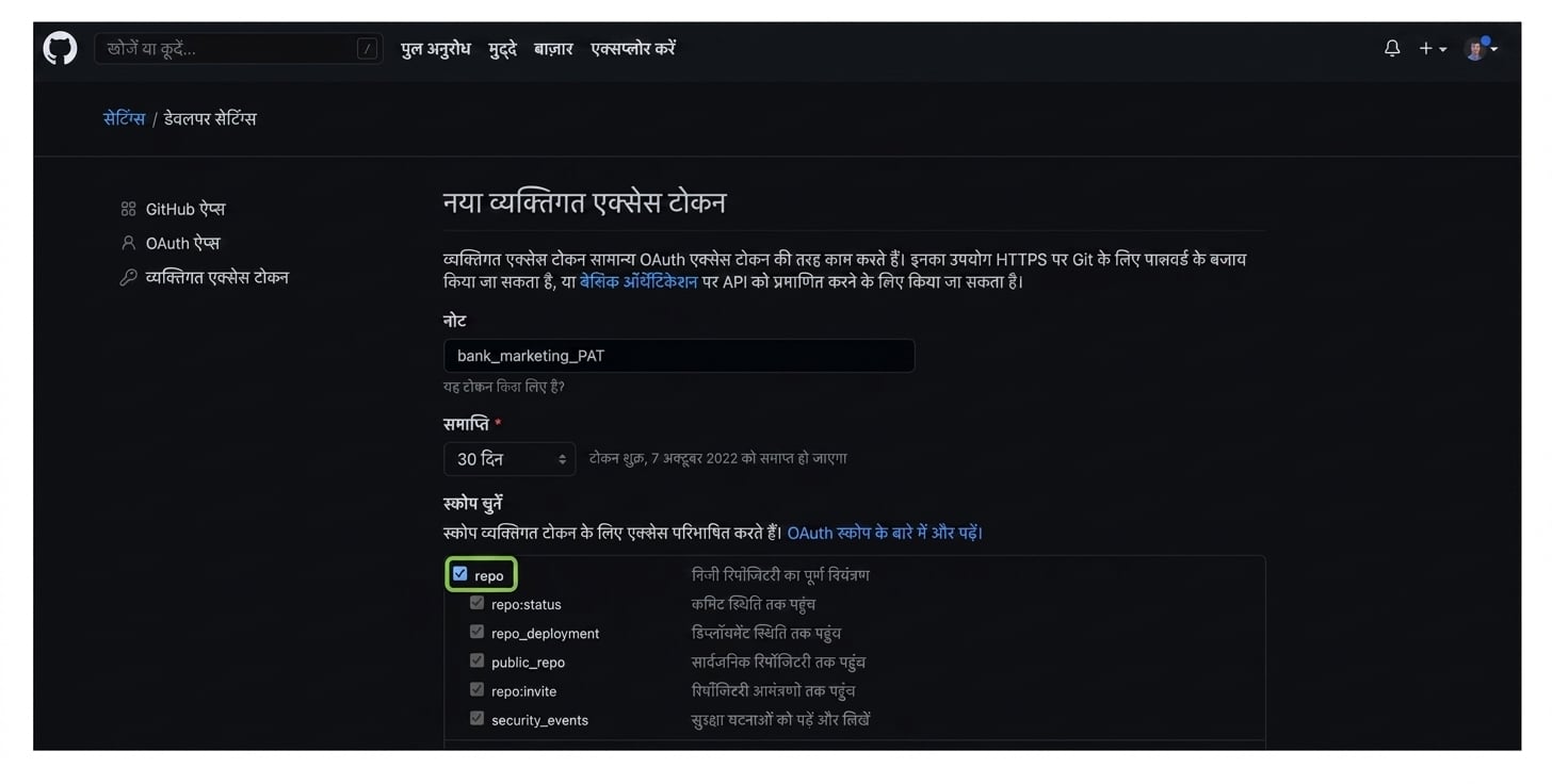 repo access चेकबॉक्स चुनना