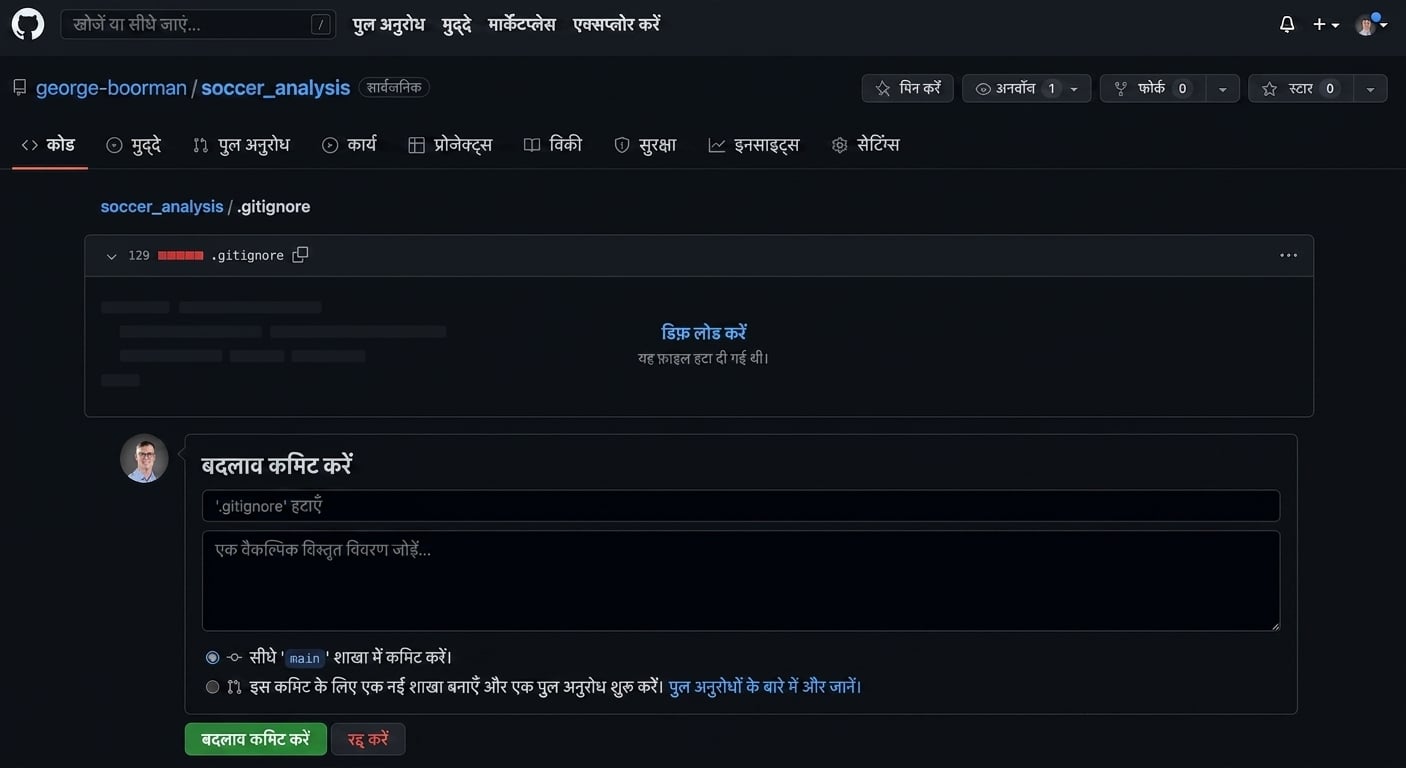 .gitignore हटाने को कमिट करें