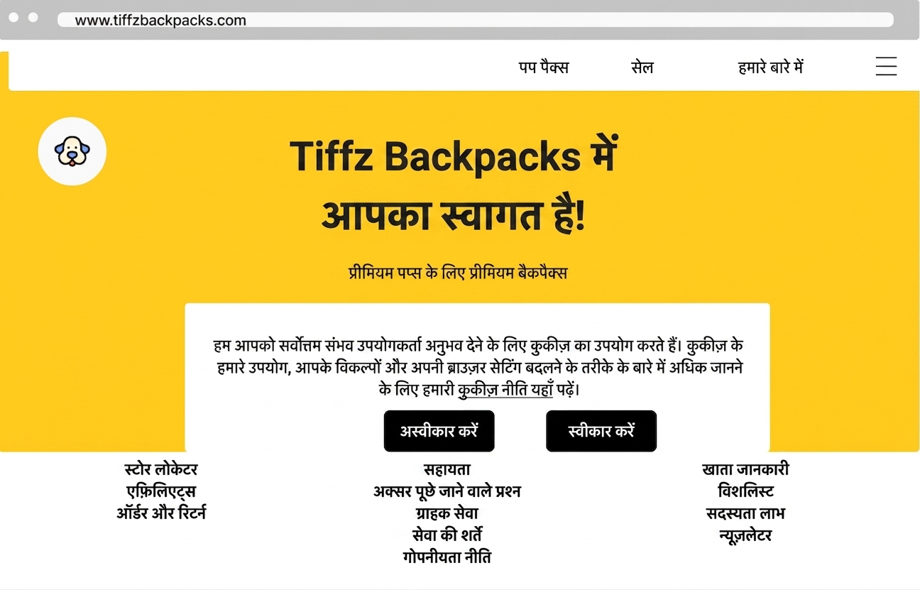 Tiffz backpacks landing page