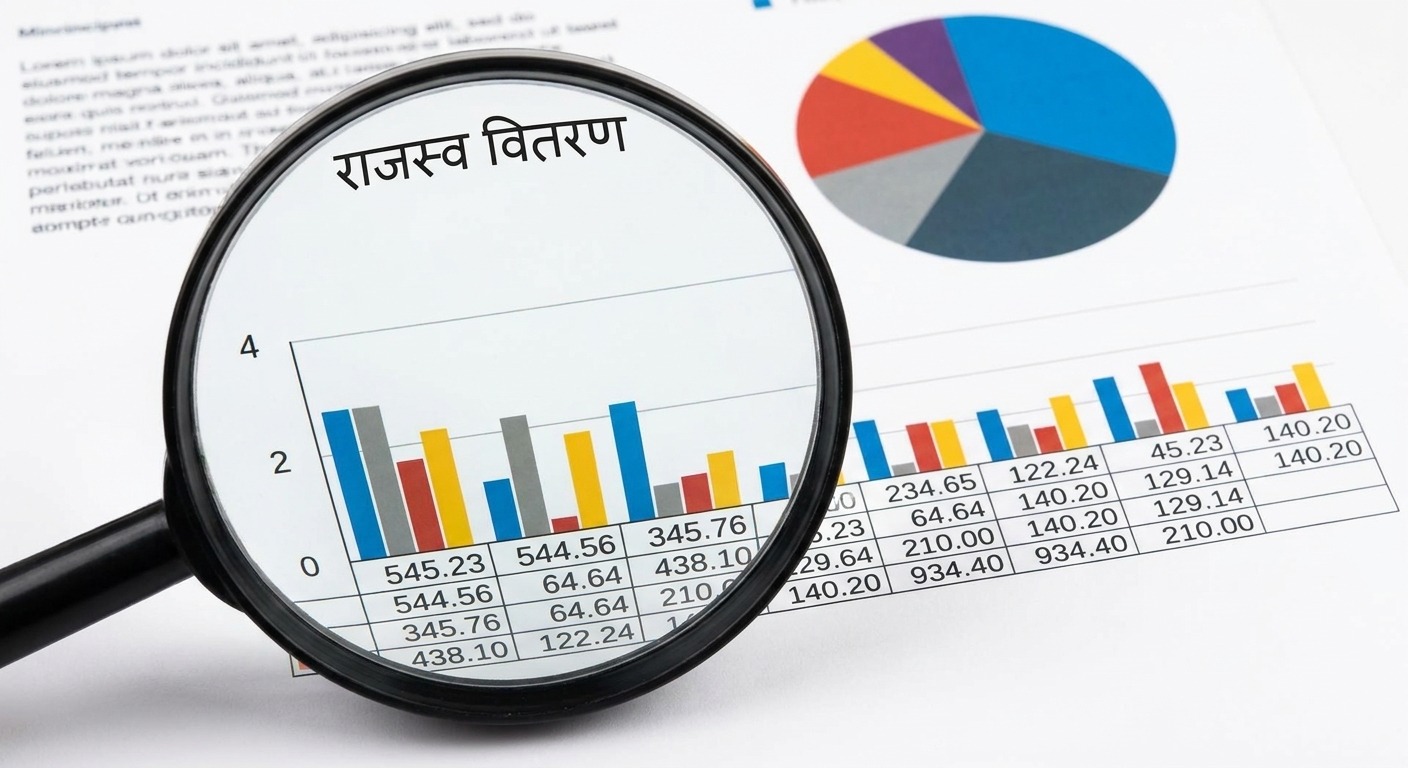 बार चार्ट को देखता हुआ मैग्निफाइंग ग्लास