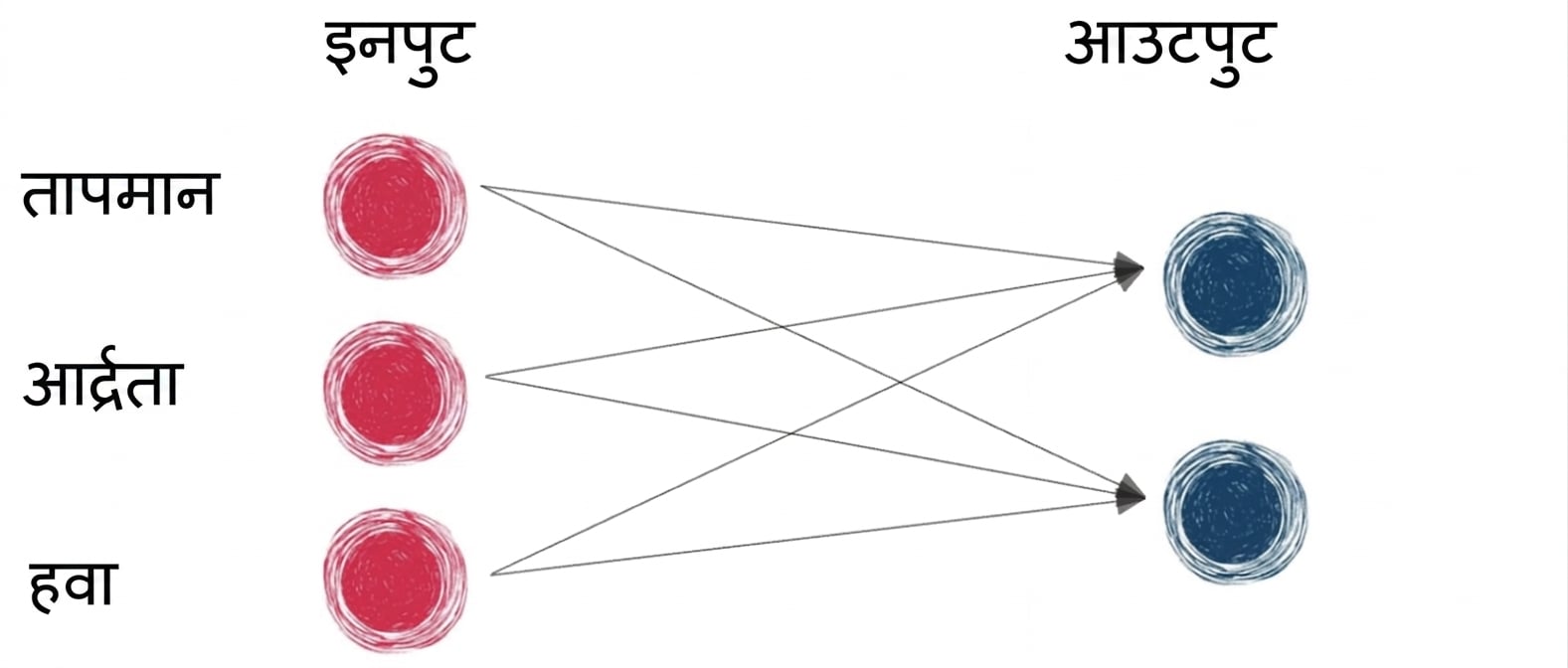 सिर्फ इनपुट और आउटपुट वाला बेसिक neural network