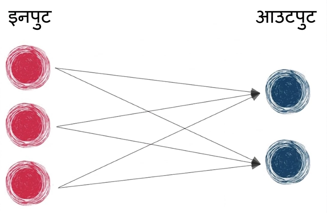 सिर्फ इनपुट और आउटपुट वाला बेसिक neural network