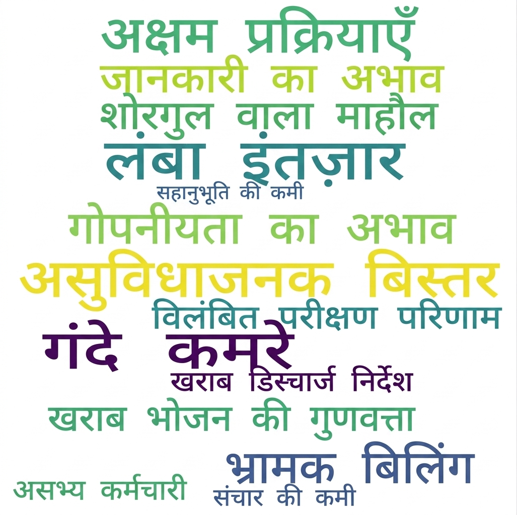 मरीजों की शिकायतों वाला वर्ड क्लाउड