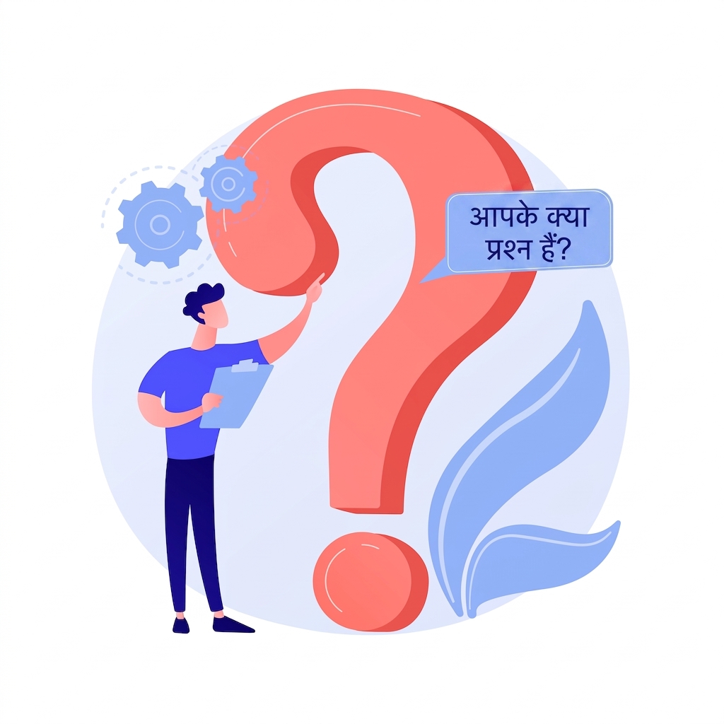 क्लिपबोर्ड पकड़े व्यक्ति द्वारा कुछ सामान्य टेक्स्ट और बड़े प्रश्न चिह्न की ओर इशारा करती छवि