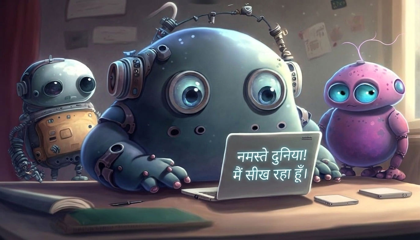 कंप्यूटर से काम करते हुए रोबोट्स