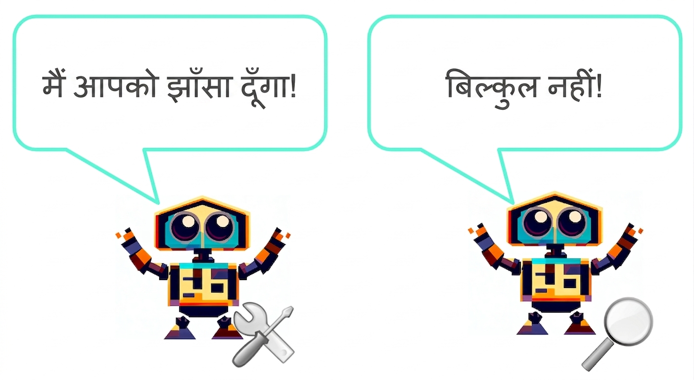 कार्टून जनरेटिव मॉडल कह रहा है, "I'll trick you" एक कार्टून डिस्क्रिमिनेटिव मॉडल से