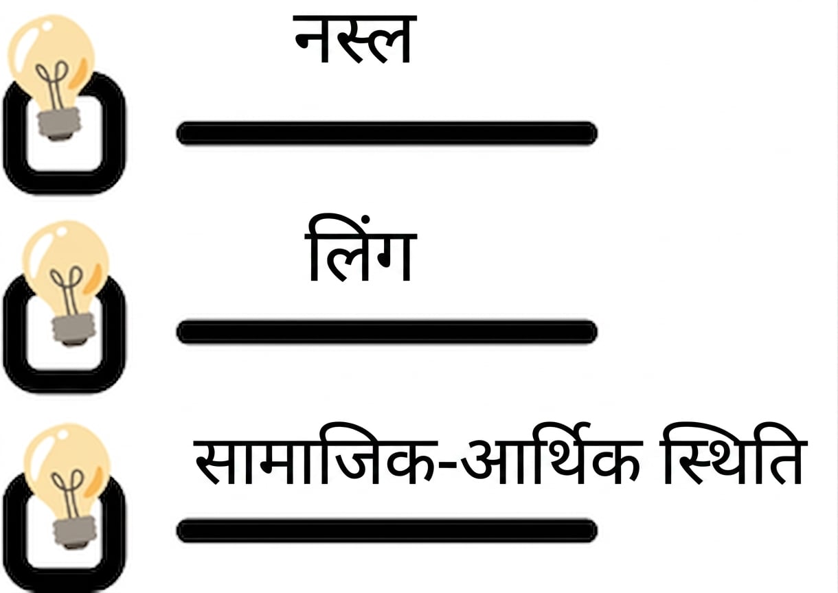 एक चेकलिस्ट जिसमें नस्ल, जेंडर और सामाजिक-आर्थिक स्थिति हैं.